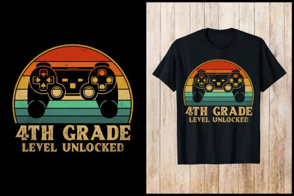 4th Grade Level Unlocked Gaming T-Shirt Graphics