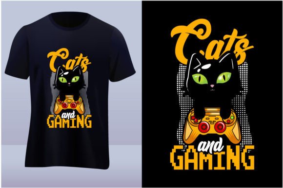 Cats Graphic Gaming Tshirt Design: Graphics & T-Shirt Designs