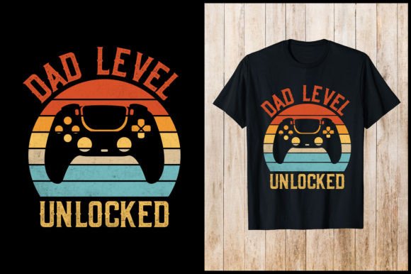 Dad Level Unlocked Retro Gaming Graphics & T-Shirt Designs