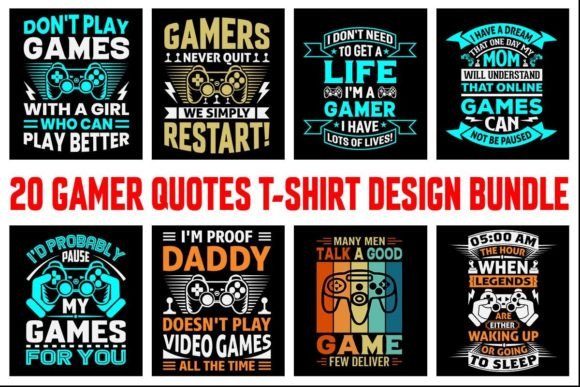Gaming Typography T-Shirt Design Bundle Review